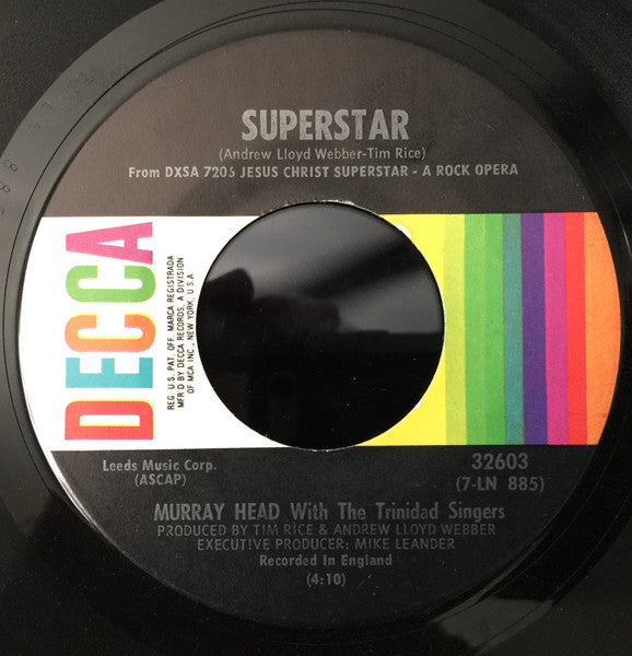 Murray Head With The Trinidad Singers / The Andrew Lloyd Webber Orchestra : Superstar / John Nineteen Forty-One (7", Single, Pin)