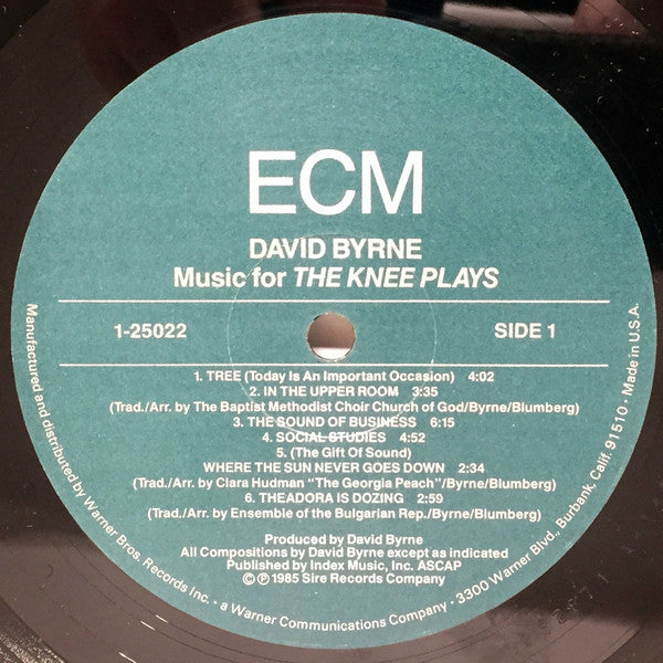 David Byrne : Music For The Knee Plays (LP, Album, Wak)