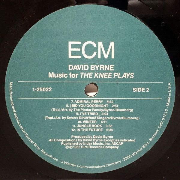David Byrne : Music For The Knee Plays (LP, Album, Wak)