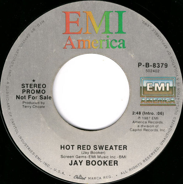 Jay Booker : Hot Red Sweater (7", Promo, Styrene)