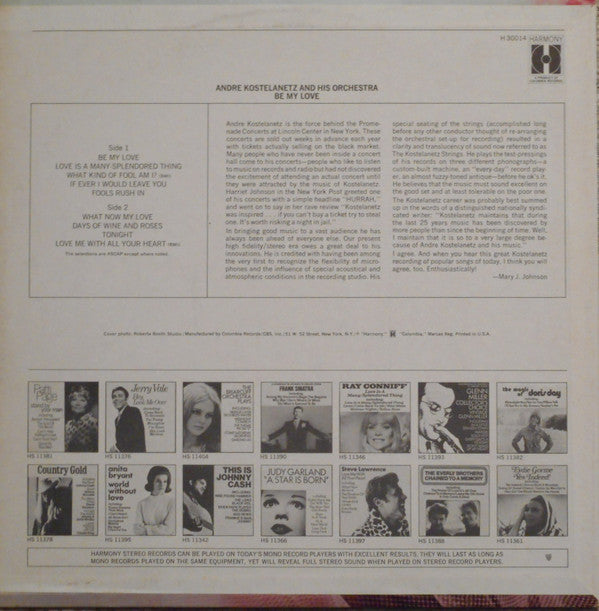 André Kostelanetz And His Orchestra : Be My Love (LP, Album)