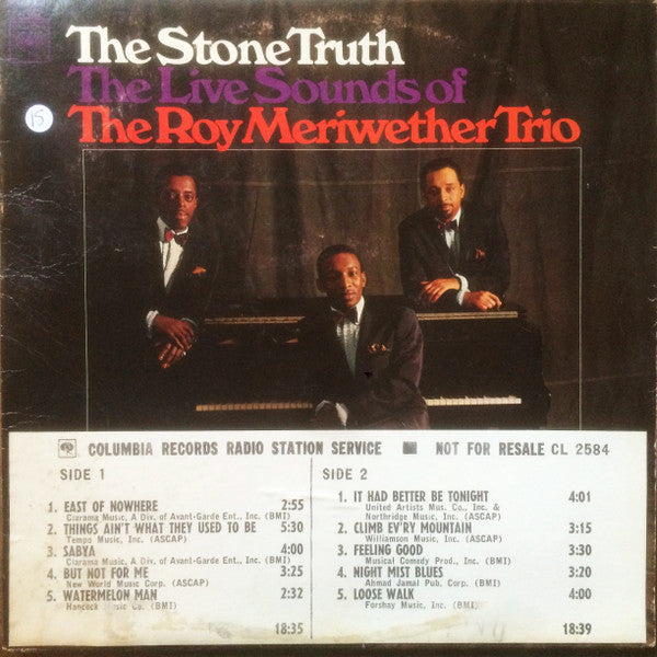 The Roy Meriwether Trio : The Stone Truth (LP, Mono, Promo)