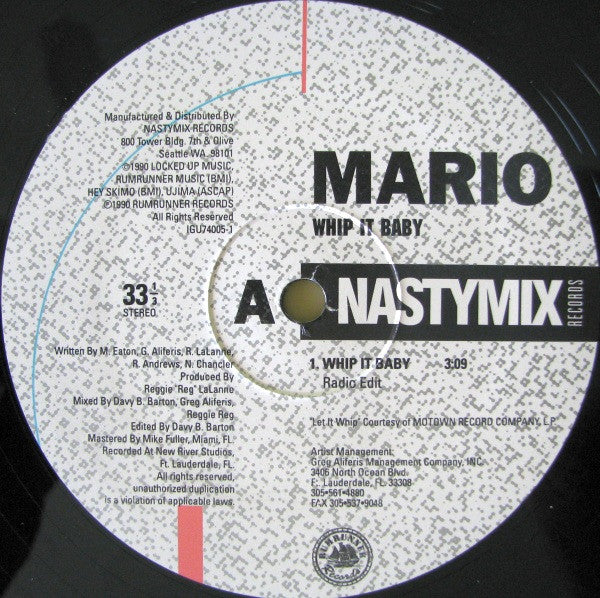 Mario (11) : Whip It Baby! (12", Promo)