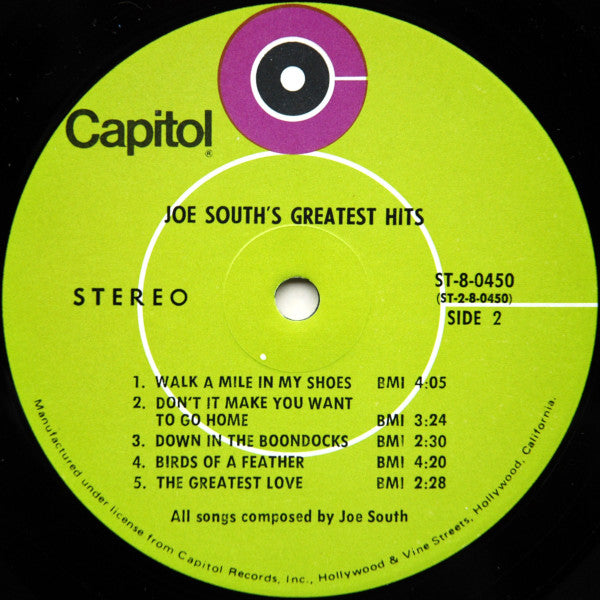 Joe South : Joe South's Greatest Hits Vol. I (LP, Comp, Club, Cap)