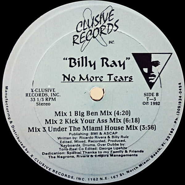 Billy Ray (3) : No More Tears (12")