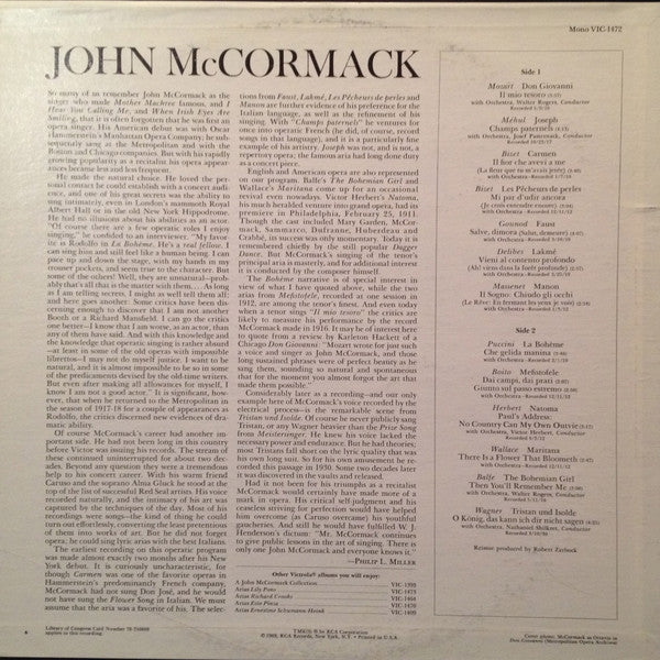 John McCormack (2) : Arias (LP, Comp, Mono, RE)