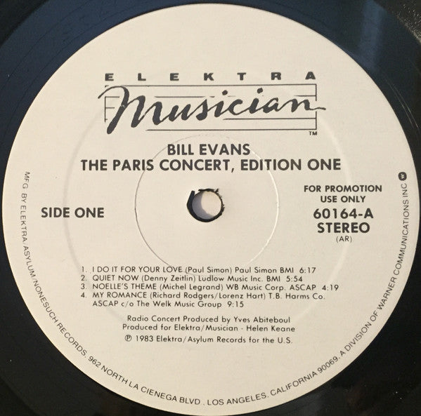 Bill Evans : The Paris Concert (Edition One) (LP, Album, Promo, All)