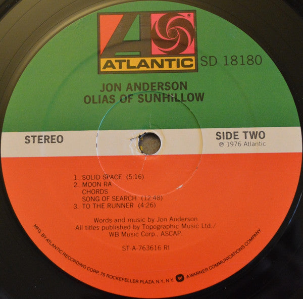 Jon Anderson : Olias Of Sunhillow (LP, Album, RE, RI )