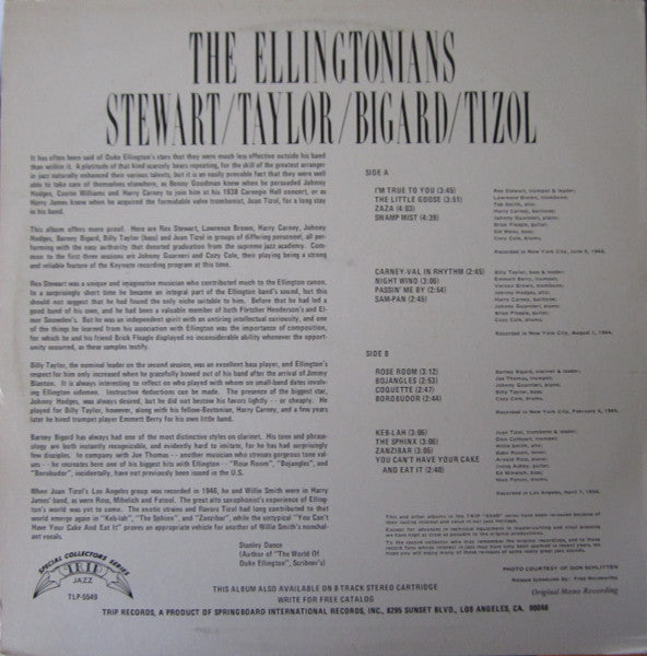 Rex Stewart / Billy Taylor Sr. / Barney Bigard / Juan Tizol : The Ellingtonians 1944 (LP, Album, Comp, Mono)