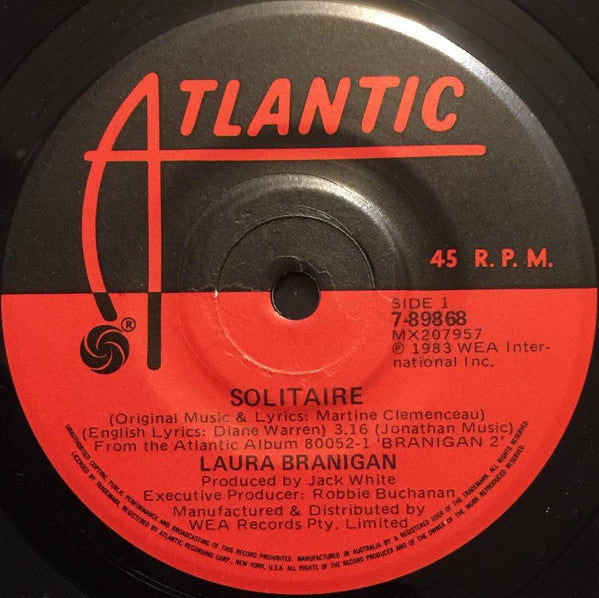 Laura Branigan : Solitaire (7", Single)