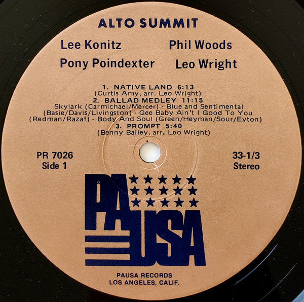 Lee Konitz / Pony Poindexter / Phil Woods / Leo Wright : Alto Summit (LP, Album)
