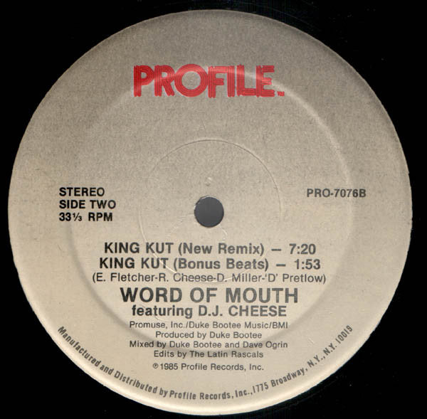 Word Of Mouth (2) Featuring D.J. Cheese* : King Kut (12", Single)