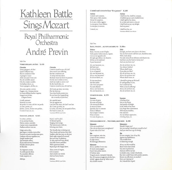 Kathleen Battle Sings Mozart* - Royal Philharmonic Orchestra, André Previn : Kathleen Battle Sings Mozart (LP)