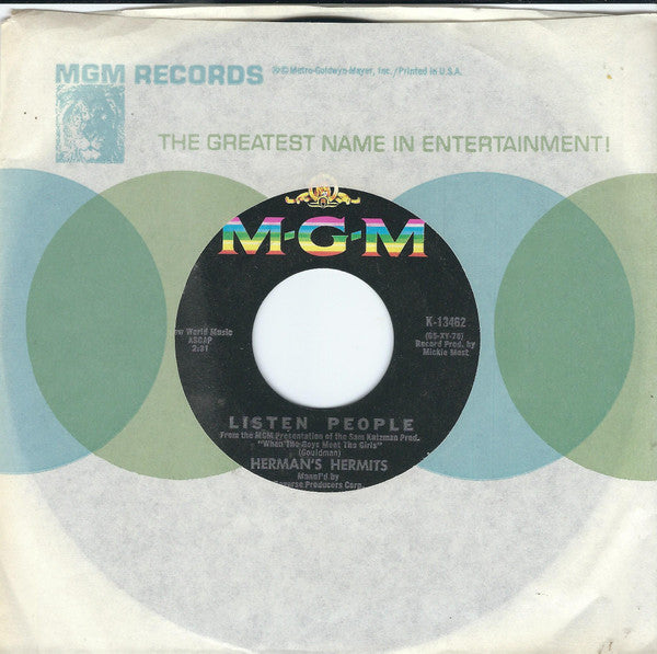 Herman's Hermits : Listen People / Got A Feeling (7", Single, Styrene, Mon)