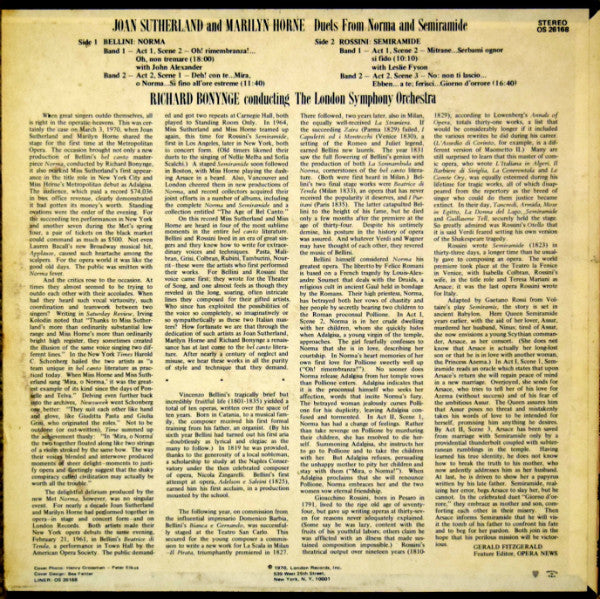 Marilyn Horne, Joan Sutherland, The London Symphony Orchestra*, Richard Bonynge : Duets From Semiramide, Norma (LP, Album)