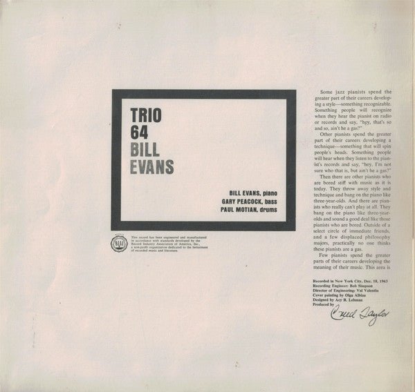 Bill Evans : Trio 64 (LP, Album, RE, Gat)