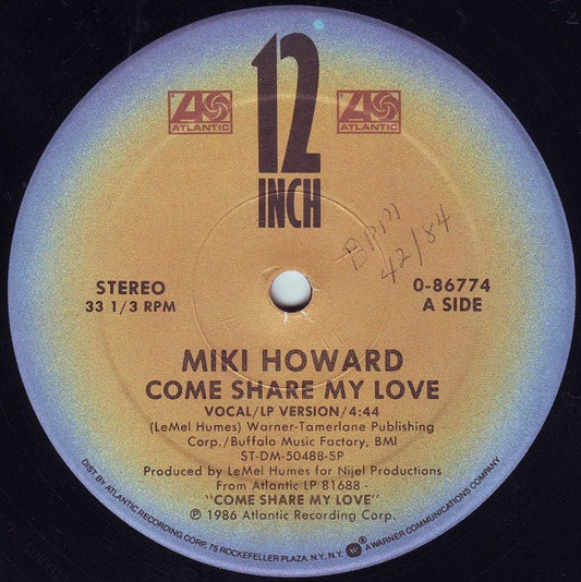 Miki Howard : Come Share My Love (12", Single, Com)