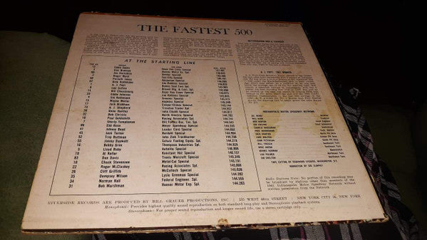 No Artist : The Fastest 500 A Sound Report Of The 1961 Indianapolis Classic (LP, Mono)