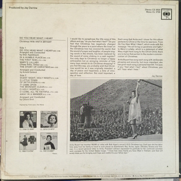 Anita Bryant : Do You Hear What I Hear? Christmas With Anita Bryant (LP, Album, Mono)