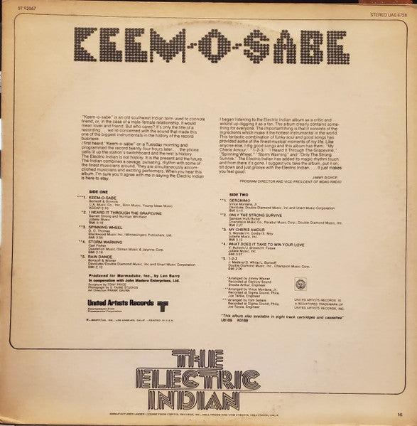 The Electric Indian : Keem-O-Sabe (LP, Album, Club)