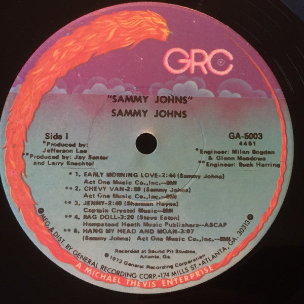 Sammy Johns : Sammy Johns (LP, Album, RE, Scr)