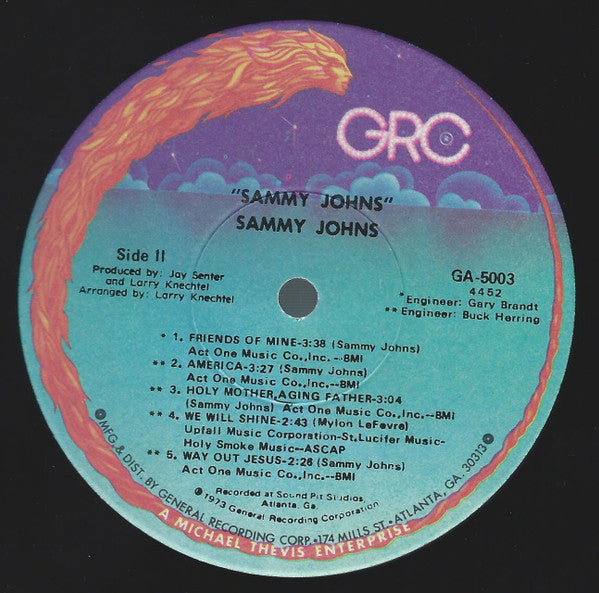 Sammy Johns : Sammy Johns (LP, Album, RE, Scr)