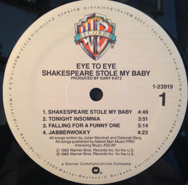 Eye To Eye (2) : Shakespeare Stole My Baby (LP, Album, Ltd, Promo, Qui)