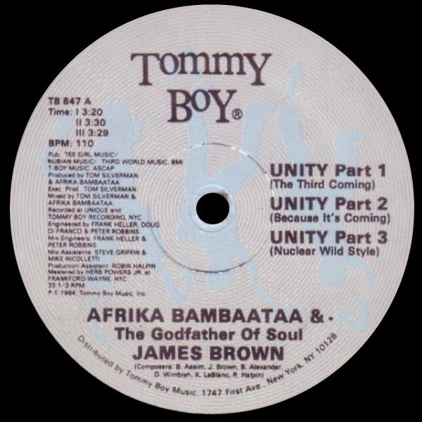 Afrika Bambaataa & The Godfather Of Soul James Brown* : Unity (12", Single)