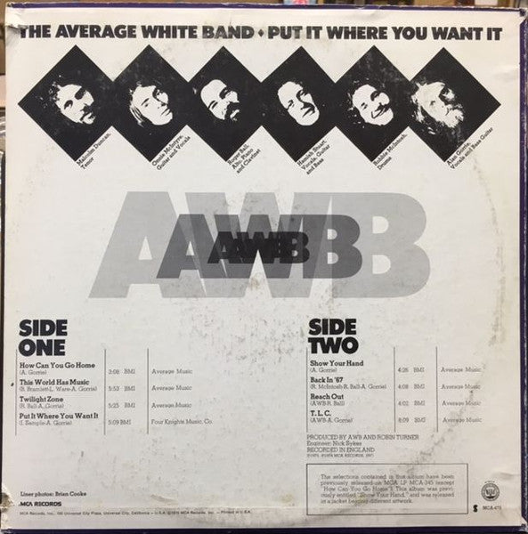 The Average White Band* : Put It Where You Want It (LP, Album, RE, Ter)