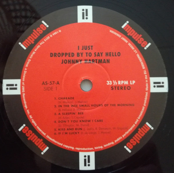 Johnny Hartman : I Just Dropped By To Say Hello (LP, Album, RE, RM, Gat)