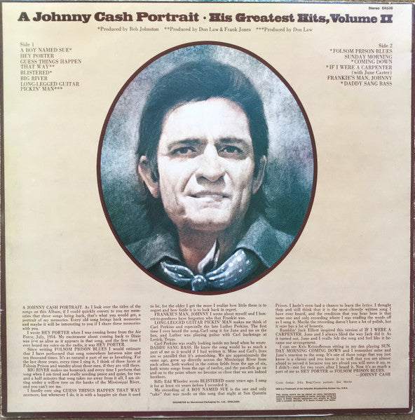 Johnny Cash : A Johnny Cash Portrait (His Greatest Hits, Volume II) (LP, Comp)