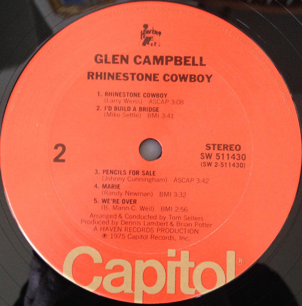 Glen Campbell : Rhinestone Cowboy (LP, Album, Club, San)