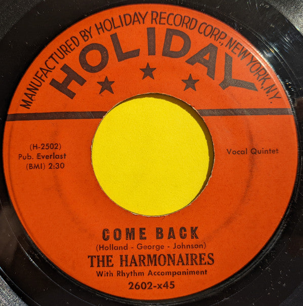 The Harmonaires (5) : Lorraine / Come Back (7", Single, Red)