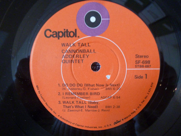 The Cannonball Adderley Quintet : Walk Tall (LP, Album, RE, Ora)
