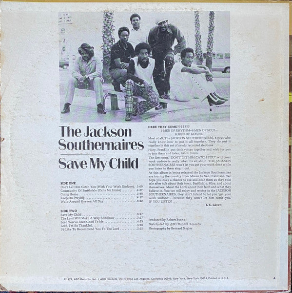 The Jackson Southernaires : Save My Child (LP, Album, RE)
