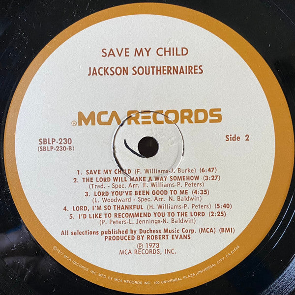 The Jackson Southernaires : Save My Child (LP, Album, RE)