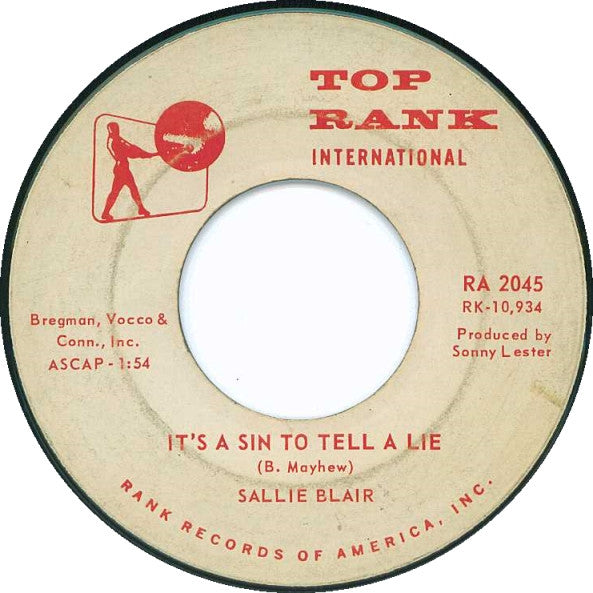 Sallie Blair : It's A Sin To Tell A Lie  /  A Kiss A Day (7", Single, Promo)