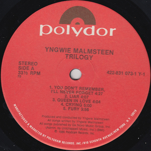 Yngwie J. Malmsteen* : Trilogy (LP, Album, 70,)