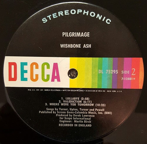 Wishbone Ash : Pilgrimage (LP, Album, Glo)