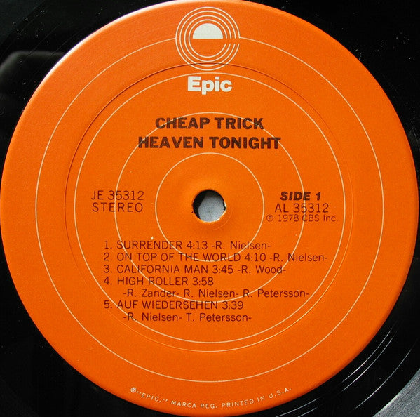 Cheap Trick : Heaven Tonight (LP, Album, San)