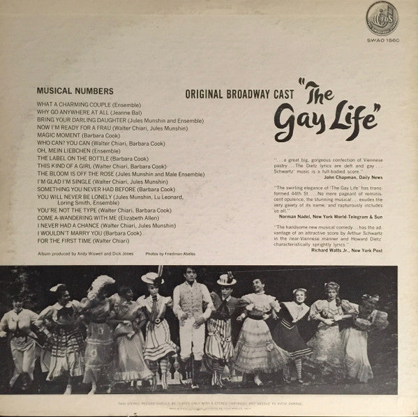 Walter Chiari, Barbara Cook, Jules Munshin : The Gay Life (Original Broadway Cast) (LP, Album, Gat)
