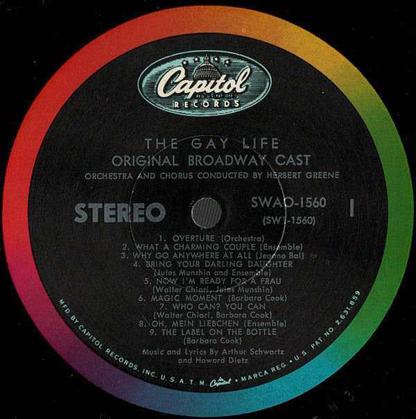 Walter Chiari, Barbara Cook, Jules Munshin : The Gay Life (Original Broadway Cast) (LP, Album, Gat)