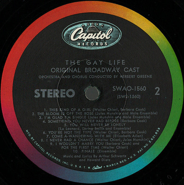 Walter Chiari, Barbara Cook, Jules Munshin : The Gay Life (Original Broadway Cast) (LP, Album, Gat)
