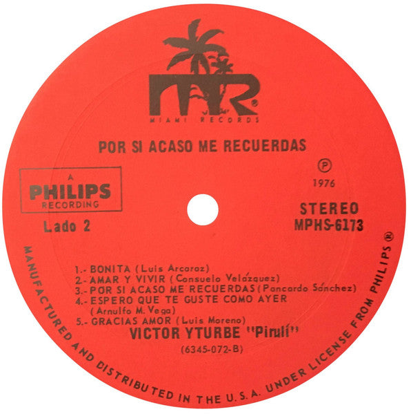 Victor Yturbe "Pirulí" : Por Si Acaso Me Recuerdas (LP)