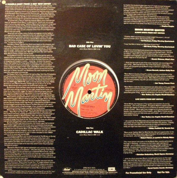 Moon Martin : Bad Case Of Lovin' You / Cadillac Walk (12", Promo, Cle)