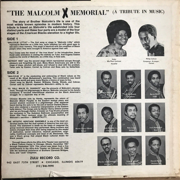 Philip Cohran And The Artistic Heritage Ensemble* : The Malcolm X Memorial (A Tribute In Music) (LP, Album)