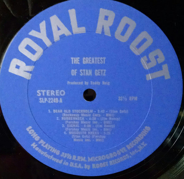 Stan Getz : The Greatest Of Stan Getz (LP, Comp)