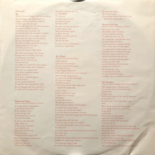 The Roches : The Roches (LP, Album, Win)