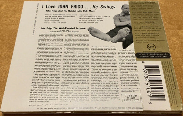 John Frigo And His Quintet : I Love John Frigo . . . He Swings (CD, Album, Ltd, RE, RM)