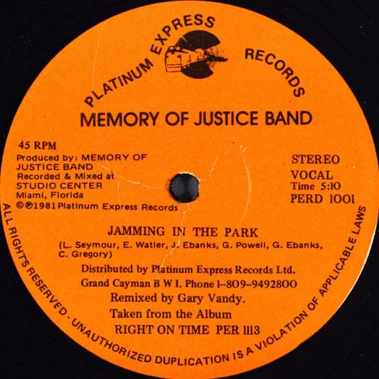 Memory Of Justice Band : Jamming In The Park (12")